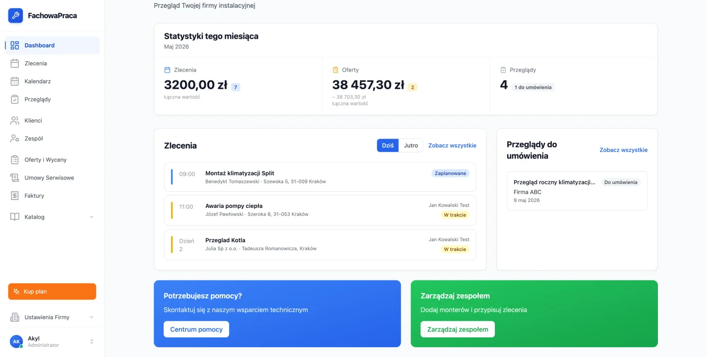 Panel zarządzania FachowaPraca